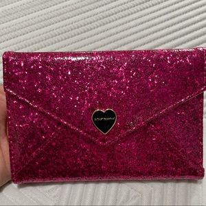 Betsy Johnson Pink Glitter Passport Wallet